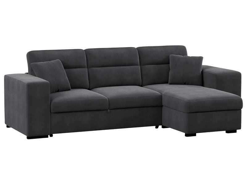 Canapé Kathy Conforama : un angle convertible gris anthracite avec coffre pour les salons qui manquent de place - Canapé Conforama