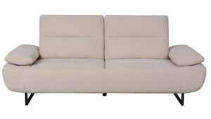 Canapé Marcelo Conforama : un 3 places fixe en tissu beige qui joue la carte de l'élégance accessible