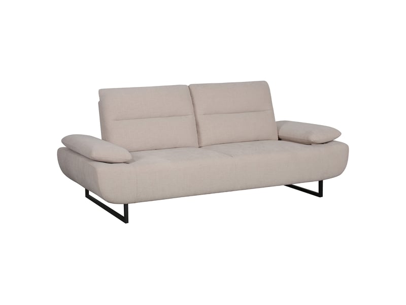 Canapé Marcelo Conforama : un 3 places fixe en tissu beige qui joue la carte de l&rsquo;élégance accessible - Canapé Conforama