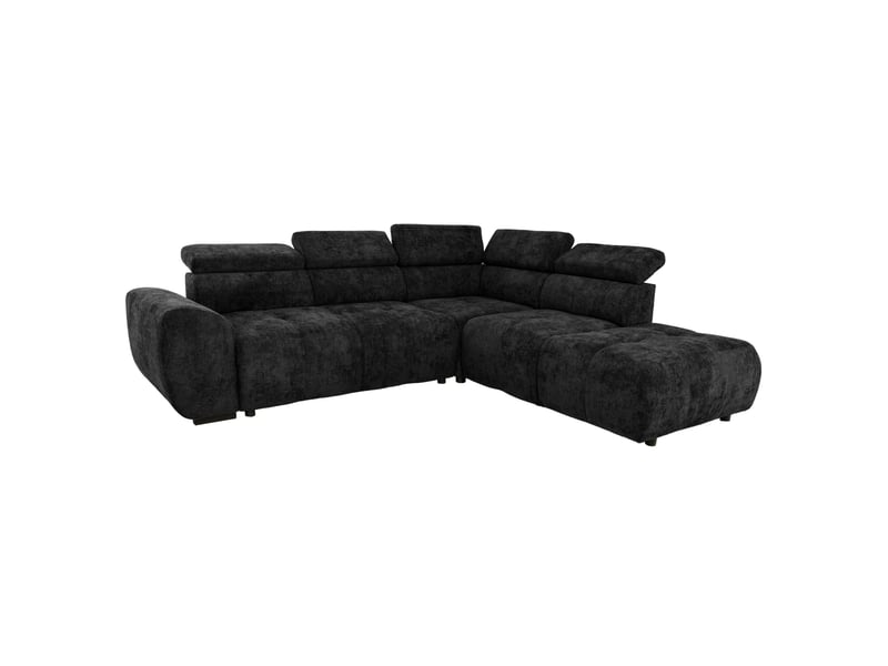 Canapé Moby Conforama : un angle convertible 5 places noir qui joue la carte du grand confort urbain - Canapé Conforama