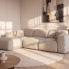 Canapé Pogni Maison Céphy : un angle gauche convertible 5 places au design arrondi pour les grandes familles - Canapé Angle Réversible