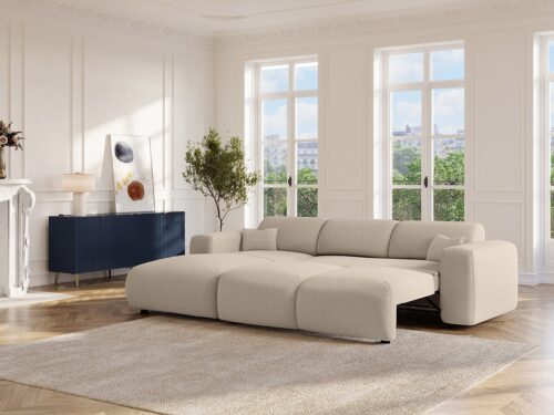 Canapé Pogni Maison Céphy : un angle gauche convertible 5 places au design arrondi pour les grandes familles - vue détaillée
