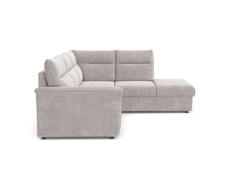 Canapé Primo Conforama : un angle convertible beige sable avec coffre pour les salons polyvalents - Canapé Conforama
