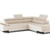 Canapé Selva Conforama : un angle convertible beige 4 places avec coffre et têtières ajustables - Canapé Conforama