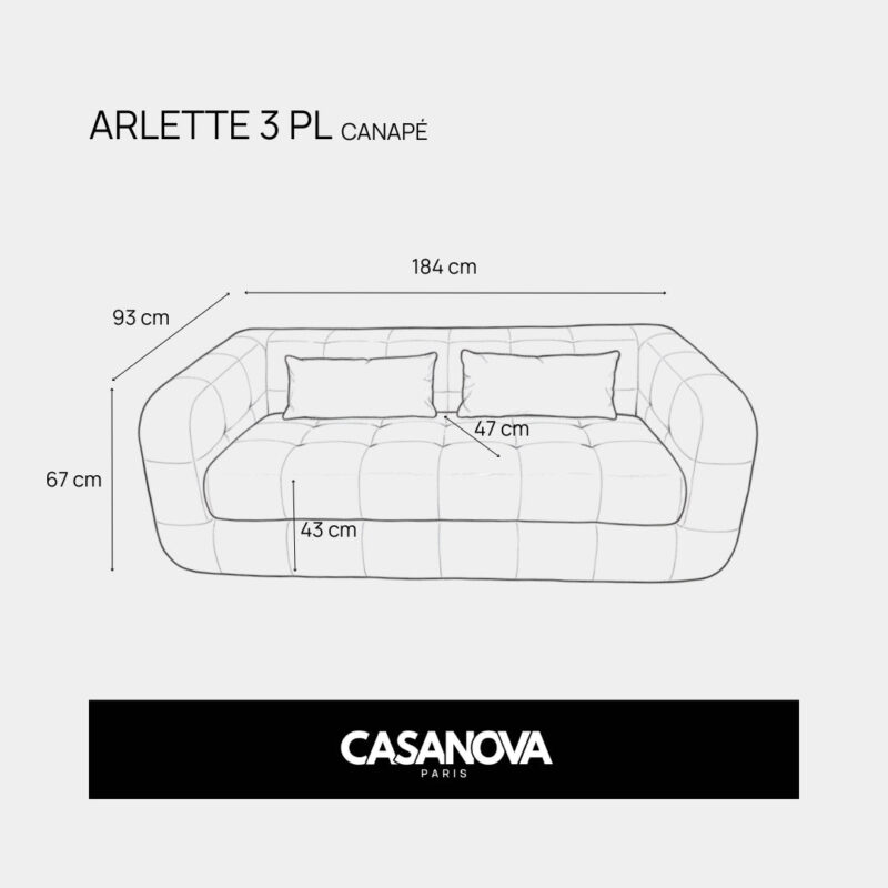 Canapé Arlette Casanova Paris : l&rsquo;analyse d&rsquo;un 3 places compact pour petit salon - Canapé Beige