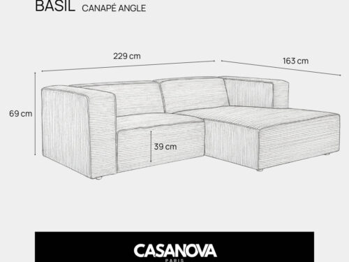 Canapé Basil Angle Casanova Paris : l&rsquo;angle idéal pour les familles en velours côtelé ?