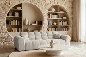 Canapé Alexia Casanova Paris : l'usage quotidien face au tissu beige