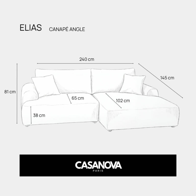 Canapé Elias Casanova Paris : tient-il vraiment dans 240 cm ? - Canapé Angle Réversible