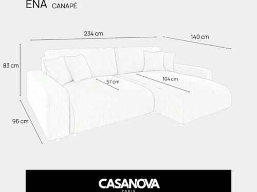 Canapé Ena Angle Casanova Paris : méridienne généreuse, assise centrale étroite