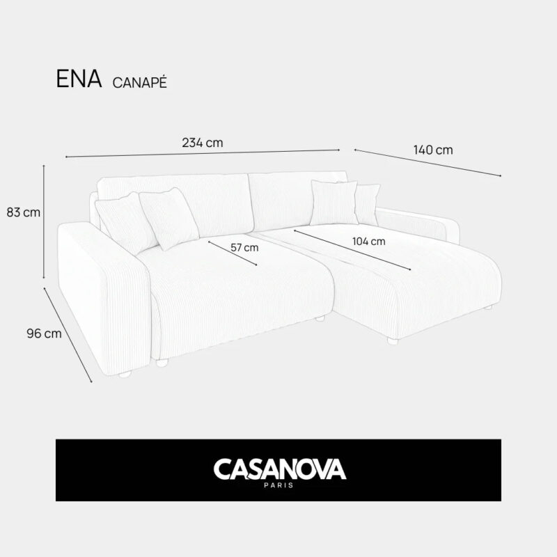 Canapé Ena Angle Casanova Paris : méridienne généreuse, assise centrale étroite - Non classé
