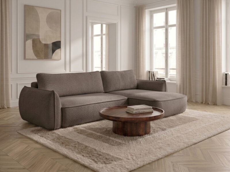 Canapé Esmee Bobochic : test d&rsquo;un convertible d&rsquo;angle avec coffre pour petit salon