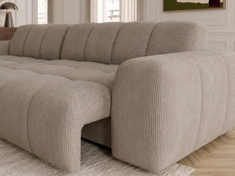 Canapé Theo Bobochic : analyse d&rsquo;une chenille taupe non déhoussable et de ses finitions - Canapé Bobochic