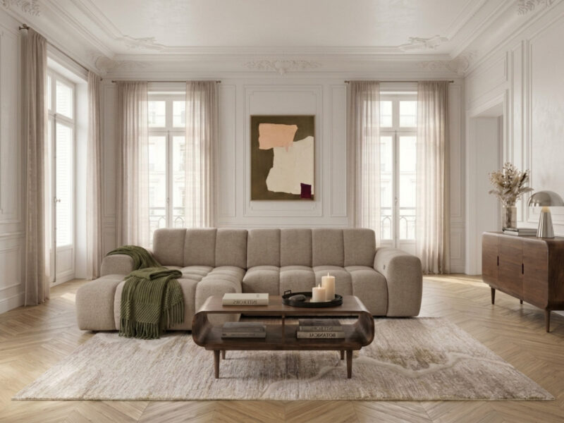 Canapé Theo Bobochic : analyse d&rsquo;une chenille taupe non déhoussable et de ses finitions - Canapé Bobochic